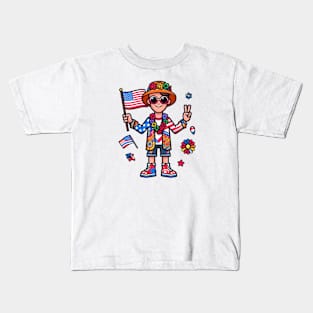 A Whimsical Tribute to American Culture in Cartoon Style T-Shirt Kids T-Shirt